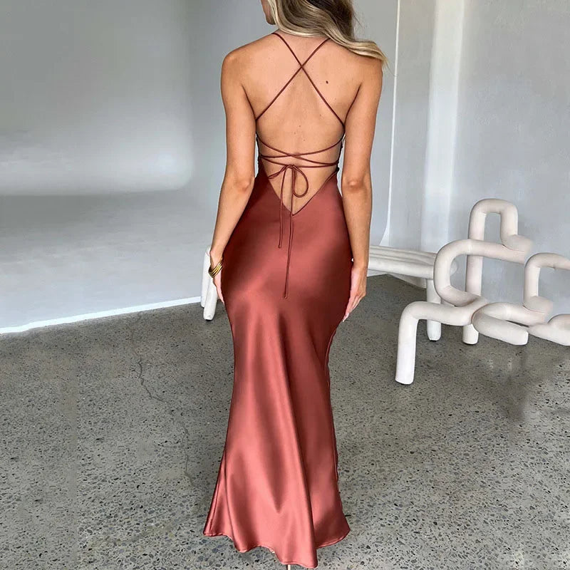Spaghetti Strap Satin Dresses