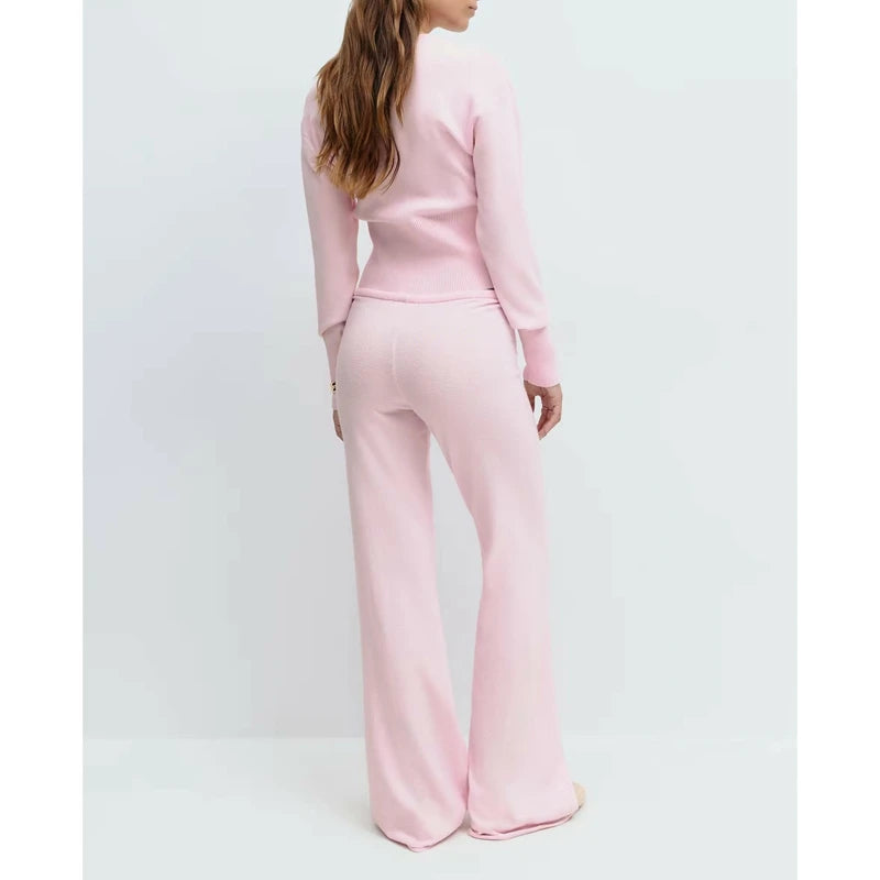 Button Front Knitted Set