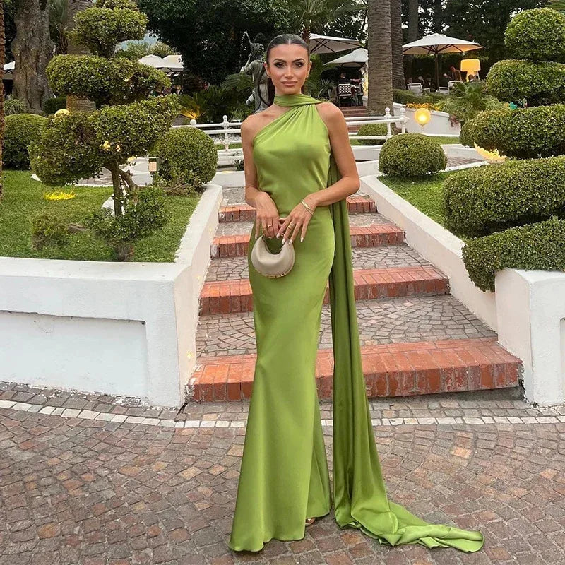 Satin Halter Long Dresses