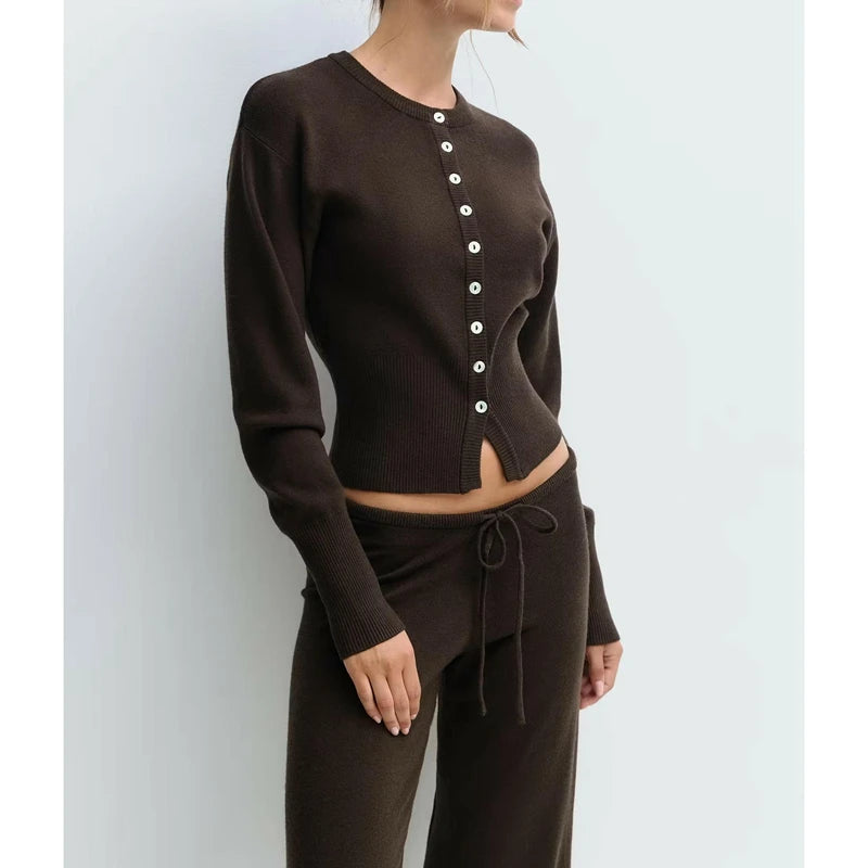 Button Front Knitted Set