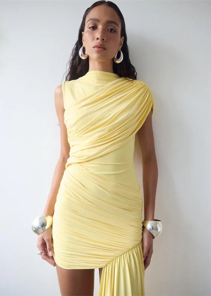 Draped Ruched Mini Dress