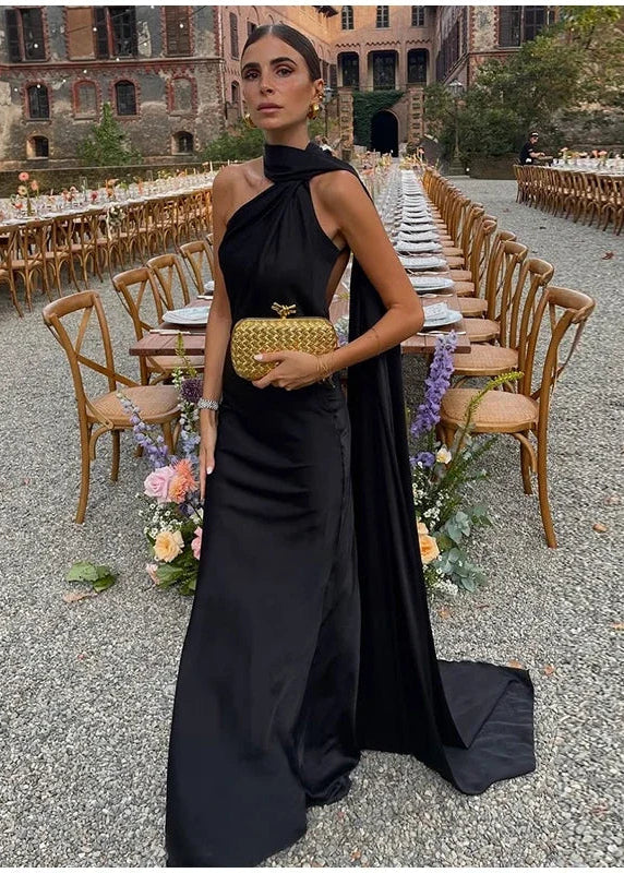 Satin Halter Long Dresses