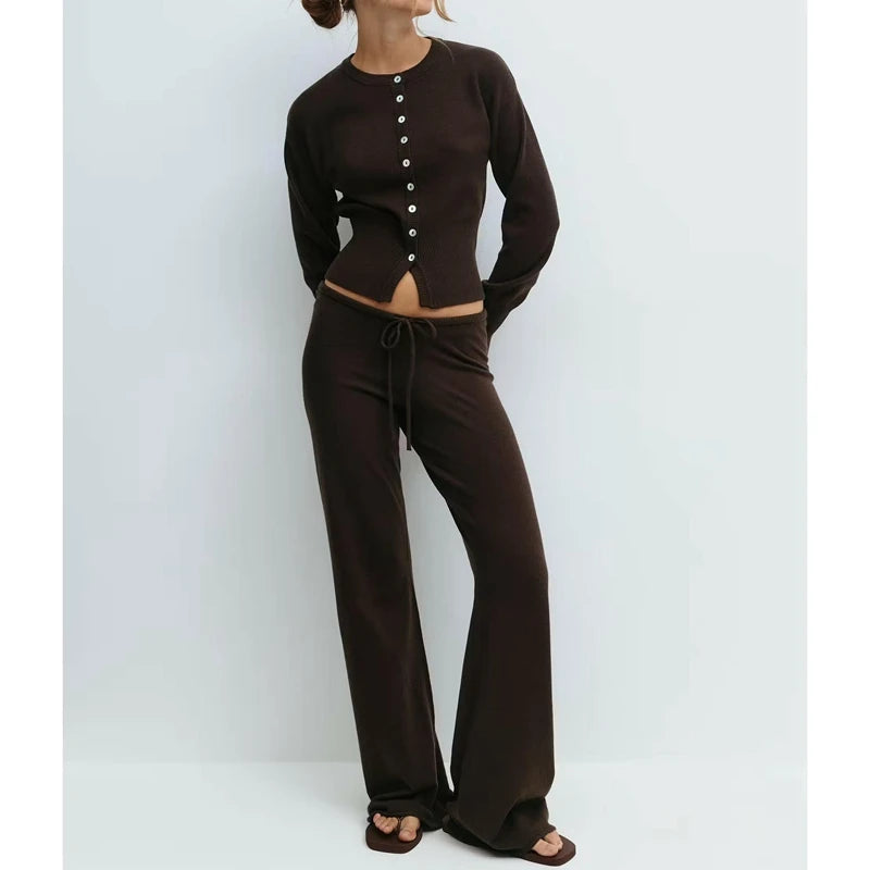 Button Front Knitted Set