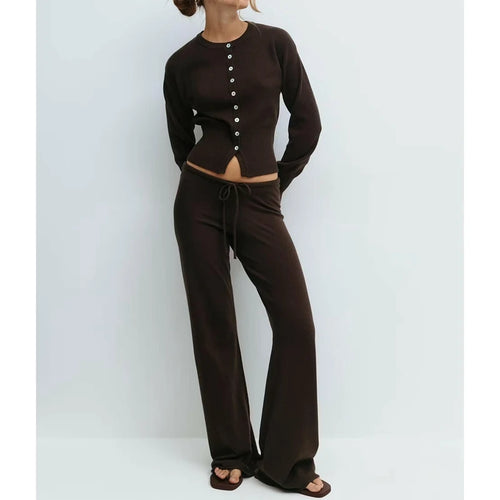 Button Front Knitted Set