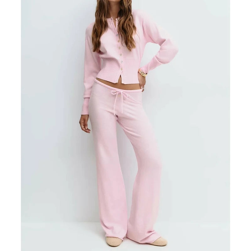 Button Front Knitted Set