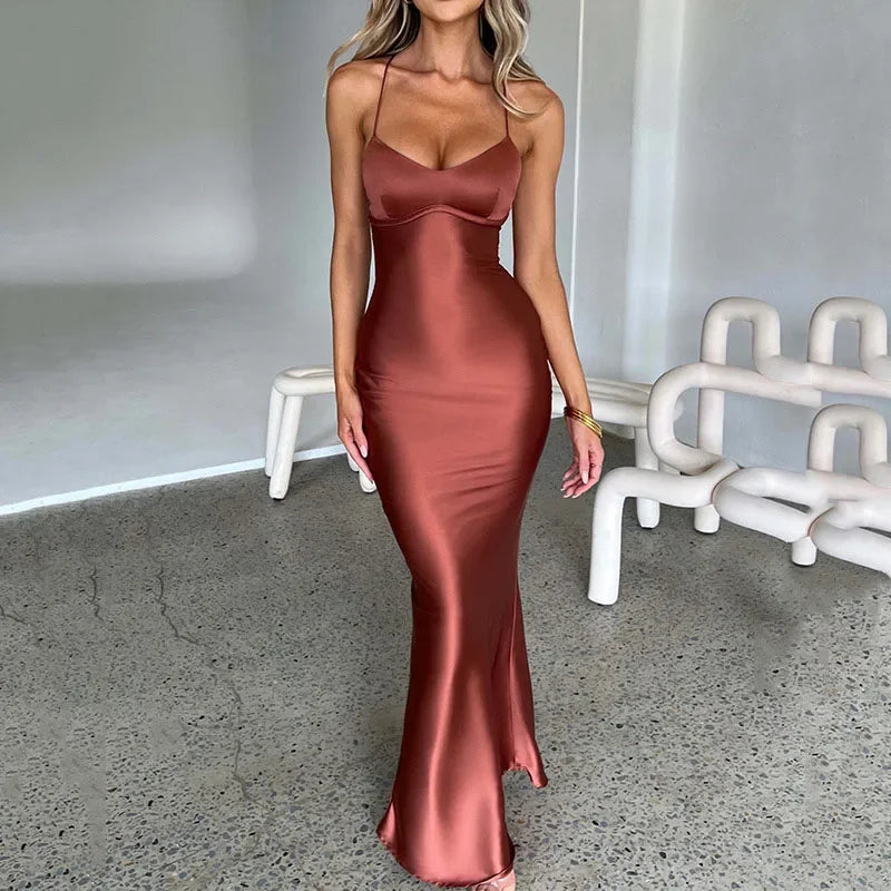 Spaghetti Strap Satin Dresses